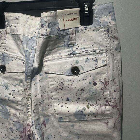 By Anthropologie The Wanderer Watercolor Cargo Utility Pants 28 NWT - Picture 8 of 11
